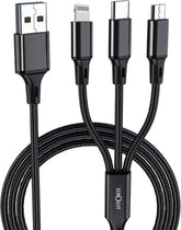 LA' FORTE Premium braided 3 in 1 Charging Cable (Micro, C & Iphone Connectors)